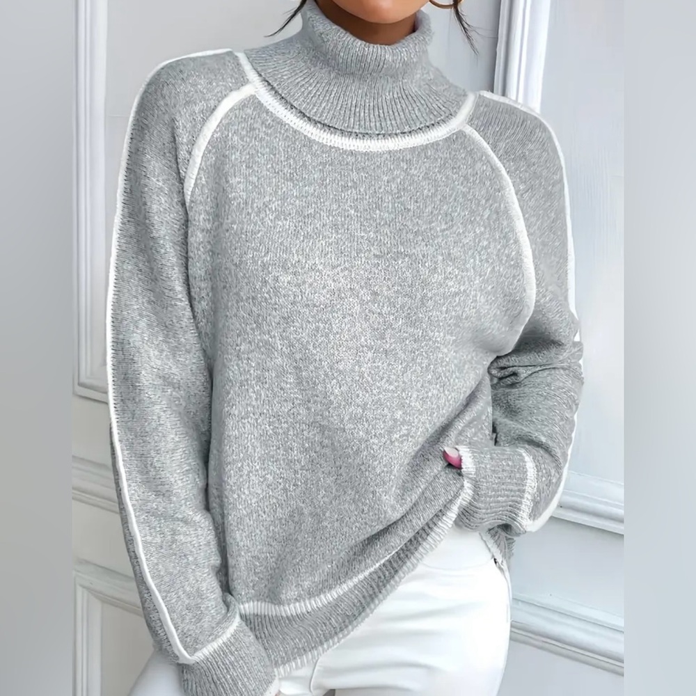 Chic & Cozy Heather Gray Turtleneck Sweater